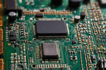 Electronics and microchips background in fullscreen