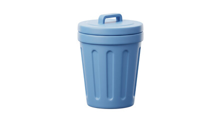 Isolated Pastel Blue Trash Can with Lid for Waste Disposal