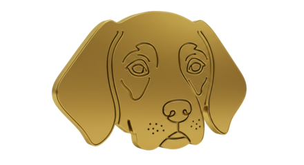 Isolated Golden Dog Head Pet Animal Symbol
