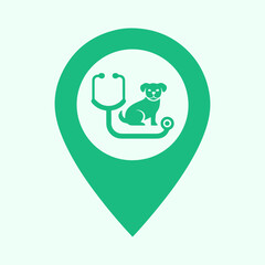Veterinary Clinic Map Pin Vector, Pet Care Icon, Animal Location Marker