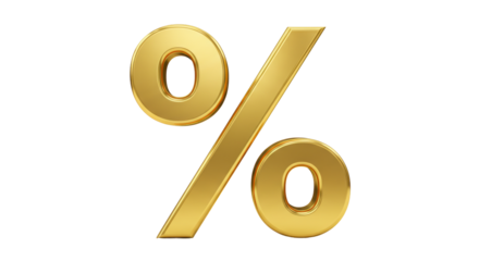Isolated Golden Percentage Sign for Financial Discounts and Savings