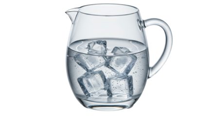 Isolated Pitcher of Water with Ice Cubes