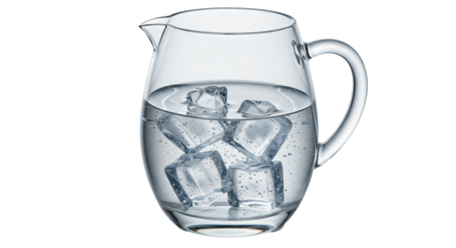 Isolated Pitcher of Water with Ice Cubes