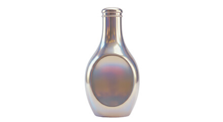 Isolated Iridescent Glass Bottle with Rounded Design and Shine