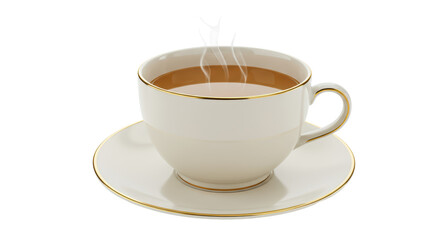 Isolated Elegant Tea Cup and Saucer with Gold Trim