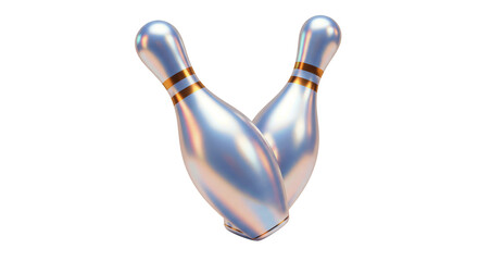 Isolated Bowling Pins Shiny Metallic Game Sport