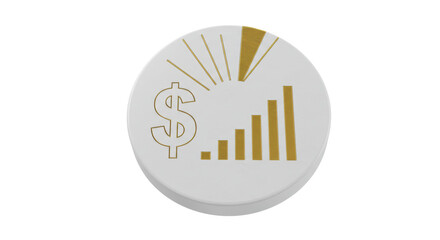 Isolated Coin with Dollar Sign and Graph Symbol