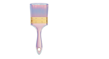 Isolated Pearlescent Paint Brush with Golden Accents
