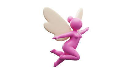 Isolated Pink Winged Fairy with Delicate Features