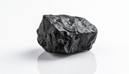 Obraz premium Rough Black Coal Lump Isolated on White Background for Energy Industry
