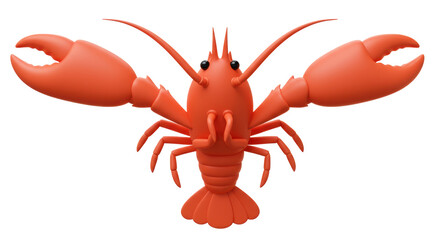 Isolated Vivid Orange Lobster with Prominent Claws