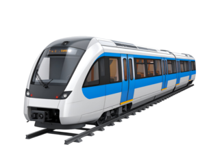 Modern Electric Train on Rails