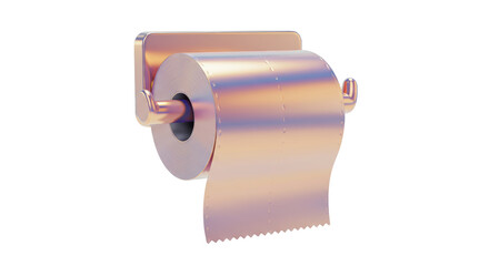 Isolated Iridescent Toilet Paper Roll on Holder Luxury Bathroom