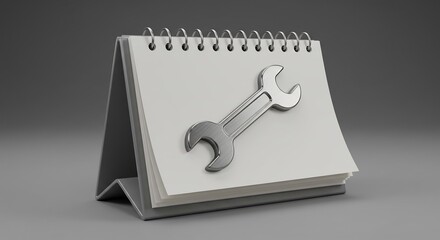 Scheduling Maintenance Appointment with Metal Wrench on Calendar