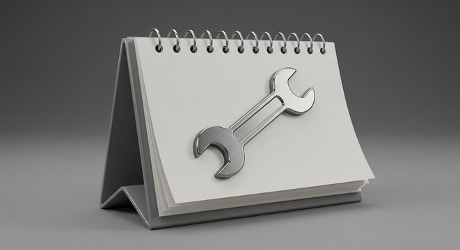 Scheduling Maintenance Appointment with Metal Wrench on Calendar