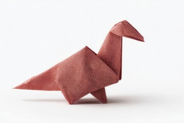Red origami dinosaur wanders a paper-based Jurassic world, celebrating World Paper Day and National Origami Day with crafty elegance