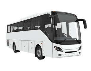 Modern White Tourist Coach Bus Isolated on White Background