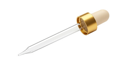 Isolated Glass Dropper with Golden Cap