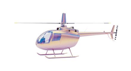 Isolated Iridescent Helicopter with Sleek Design