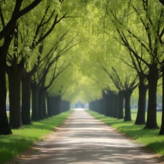 Brotes de sauce floreciendo en un sendero arbolado en el parque