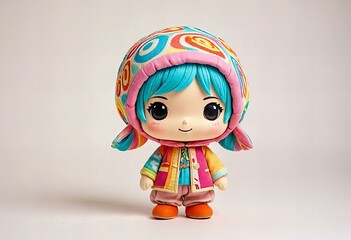 Elegant Minimalist chibi steadfast mage character design, full body, isolated on white background.