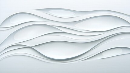 Obraz premium A white abstract design with curved lines and shapes.