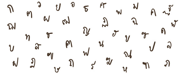Hand draw Thai alphabet background illustration 