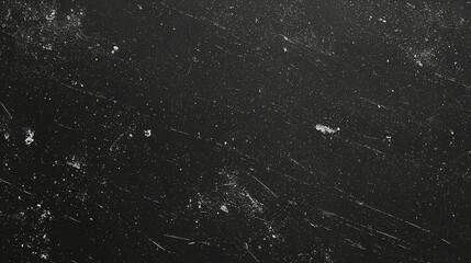 Authentic Film Grain Texture Distressed Black Grunge Background with Scratches and Dust - Aged Photo Effect Overlay