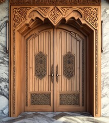Obraz premium old wooden door in a church