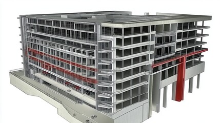 Construction site framework engineering building under structural progress with intricate metalwork in urban development view