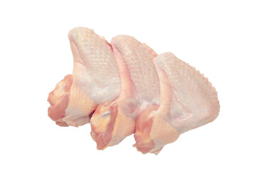 Raw chicken wings isolated on white background.