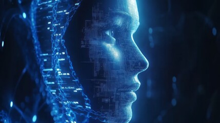 Digital portrait of a futuristic female face.