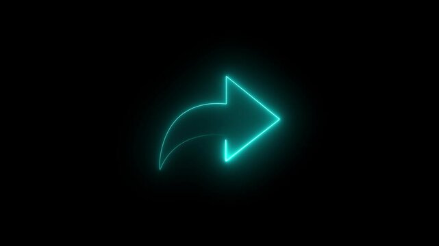 Abstract beautiful neon arrow icon animation. 4k