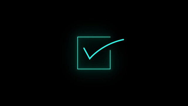 Neon Isolated tick mark icon animation on background. 
4k