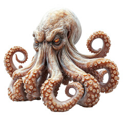 Realistic octopus kraken sea monster ocean creature tentacles illustration on transparent background