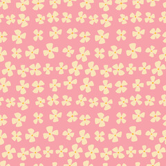 Minimalist Floral Seamless Pattern. Cute Hand Drawn Repeat for Fabric, Wallpaper, Stationery. Summer Floral Field Texture in Pink and Beige
