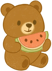 Bear Holding Watermelon Illustration