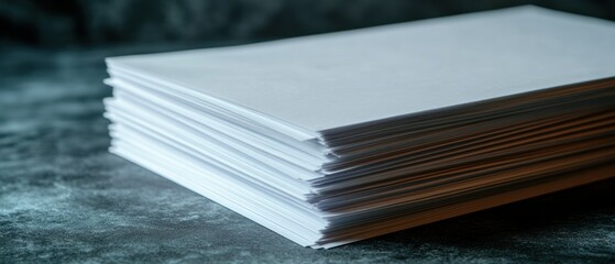 Stack of white envelopes sits neatly piled, conveying organization, correspondence, and communication.