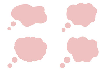 Pink Thought Bubbles Set – Hand Drawn Pastel Speech Clouds.