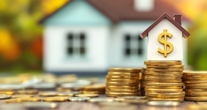 Visual representation of the growing relationship between real estate and finance in a serene suburban setting during a vibrant autumn afternoon monye house wallpaper background 