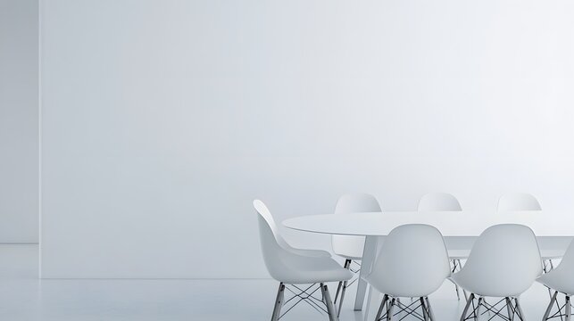 98. A white dining area with minimalist furniture and a clean look