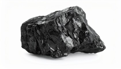 A Rough Black Coal Lump Isolated on White Background Energy Resource