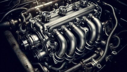 Exhaust Manifold Engine Bay A heavy cast iron exhaust manifold b