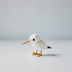 Obraz premium Cute spoonbill, fabric plush toy, isolated on white background.