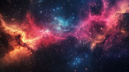 Cosmic nebulae swirling in vibrant colors