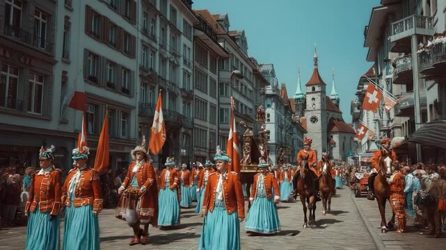 Historical parade through city streets