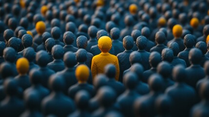 Obraz premium A single unique figure amidst a crowd of similar figures.