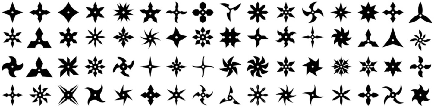 Shuriken icon vector set. Ninja illustration sign collection. Throwing stars symbol or logo.