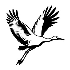 Silhouette of a flying crane