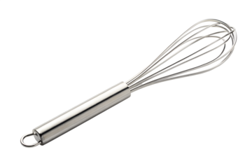 Stainless steel whisk isolated on transparent background